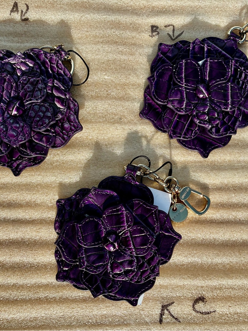 Brahmin Magnolia Ultraviolet Keychain, Purse Charm w/Heavy Brass Lobster Clasp.